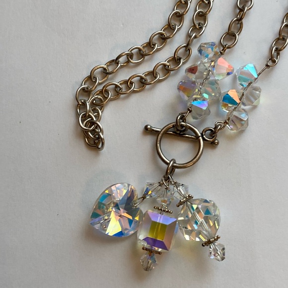 Chunky Sterling & AB Crystal Candy toggle necklace - Picture 1 of 17